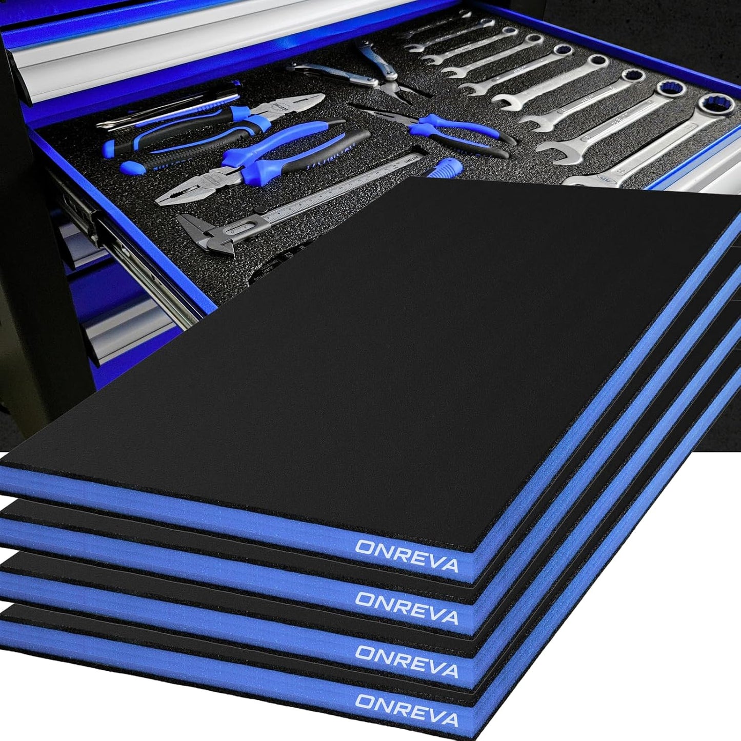 Caja herramientas espuma 16x12pulg 4 insertos polietileno
