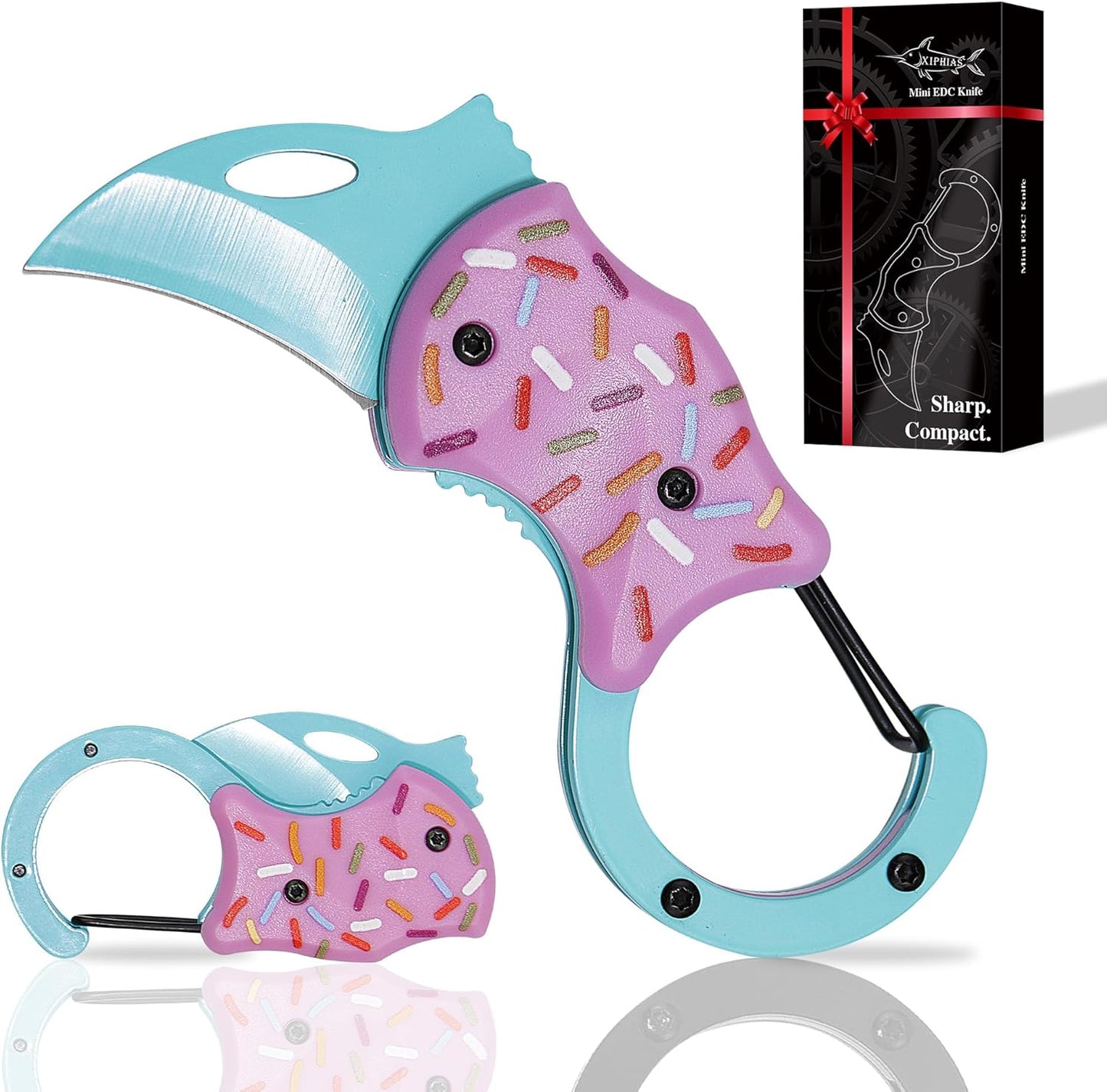 Cuchillo bolsillo llavero rosa EDC para ella