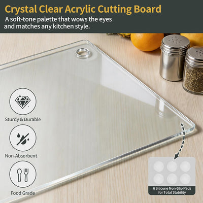 Tabla cortar acrílica transparente 14x10pulg antideslizante cocina