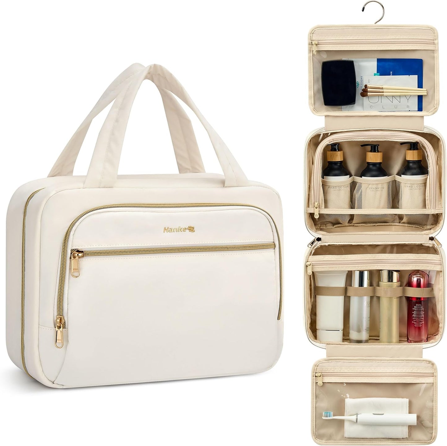 Neceser colgante mujer resistente agua viaje blanco roto