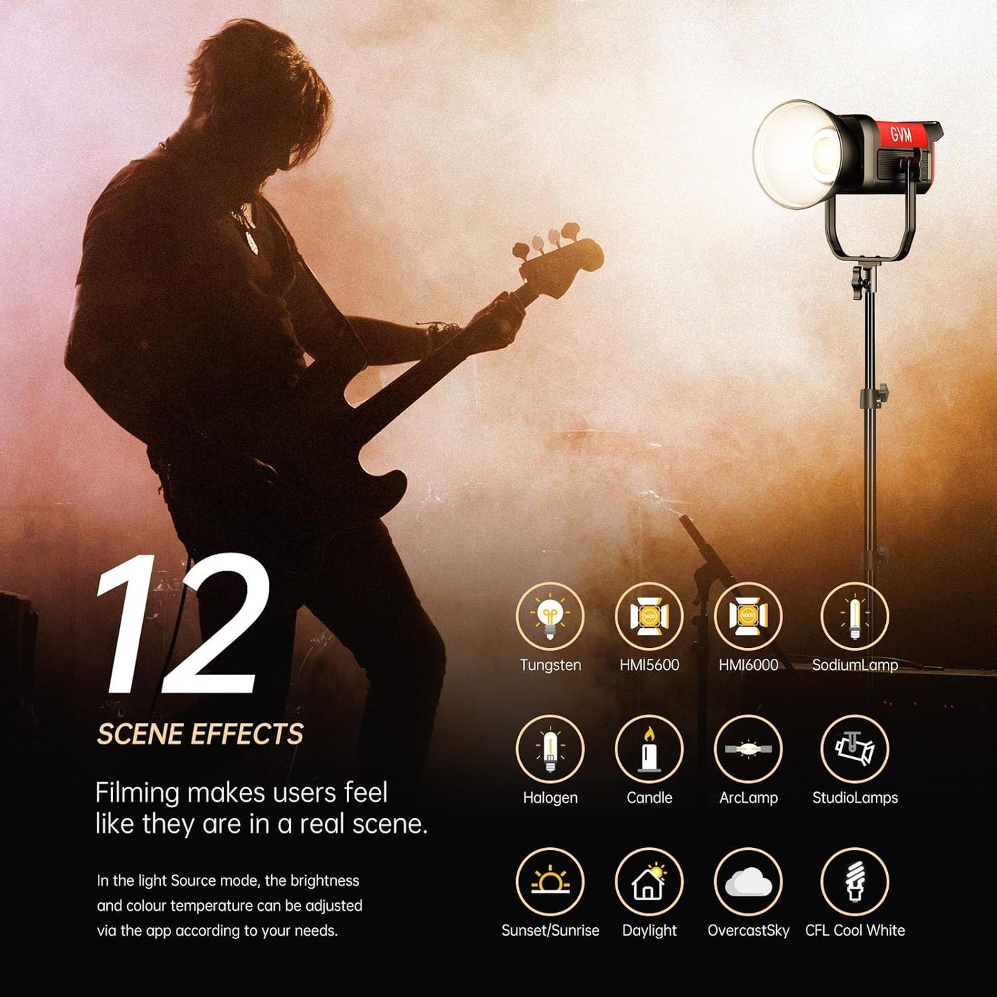 Luz estudio LED 300W bi-color 2700~6800K control app