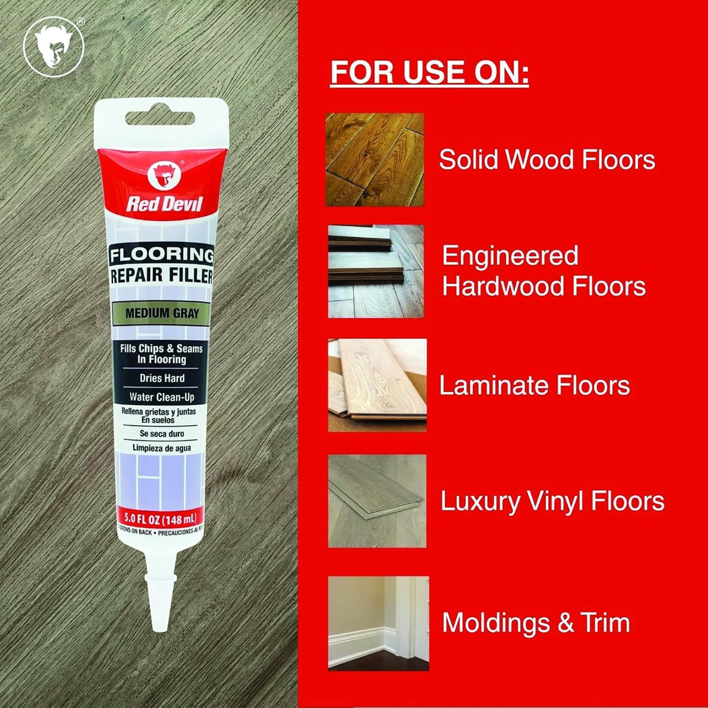 Relleno para reparar pisos 5oz gris medio
