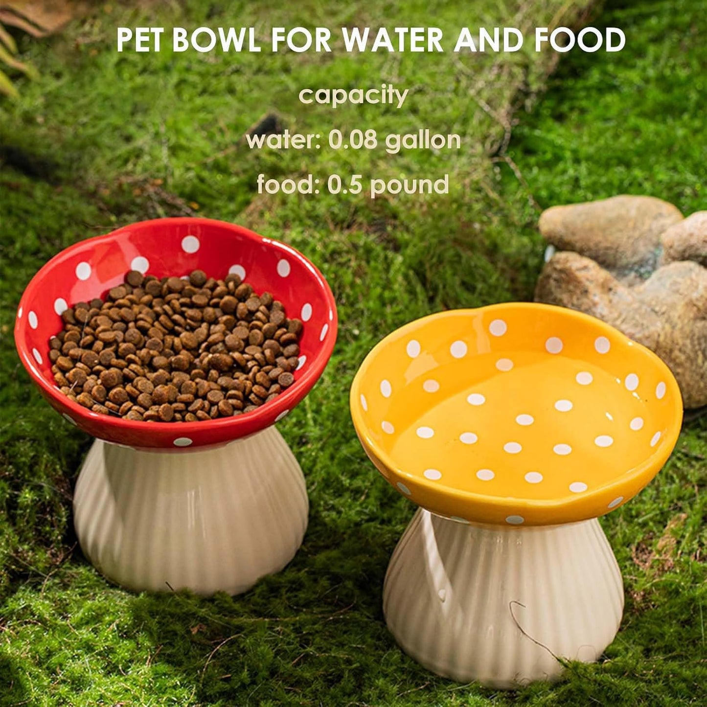 Cuenco hongo gato plato elevado cerámica estilo bosque