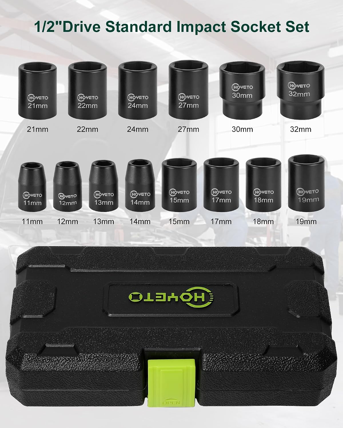 Set llaves impacto 1/2 pulg métrico 6 pts auto