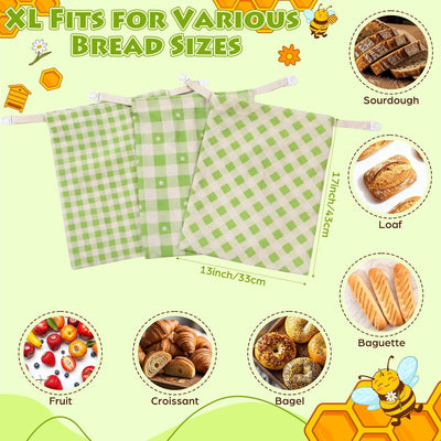 Bolsas de pan casero de masa madre 17 x 13 pulgadas reutilizables de algodón orgánico
