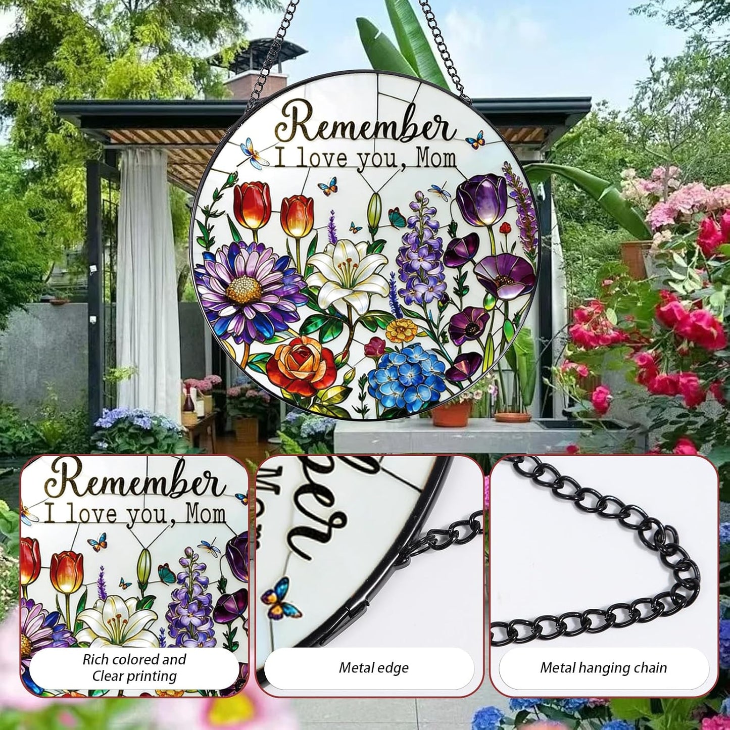 Colgantes vitrales 7.8pulg decoración interior para mamá