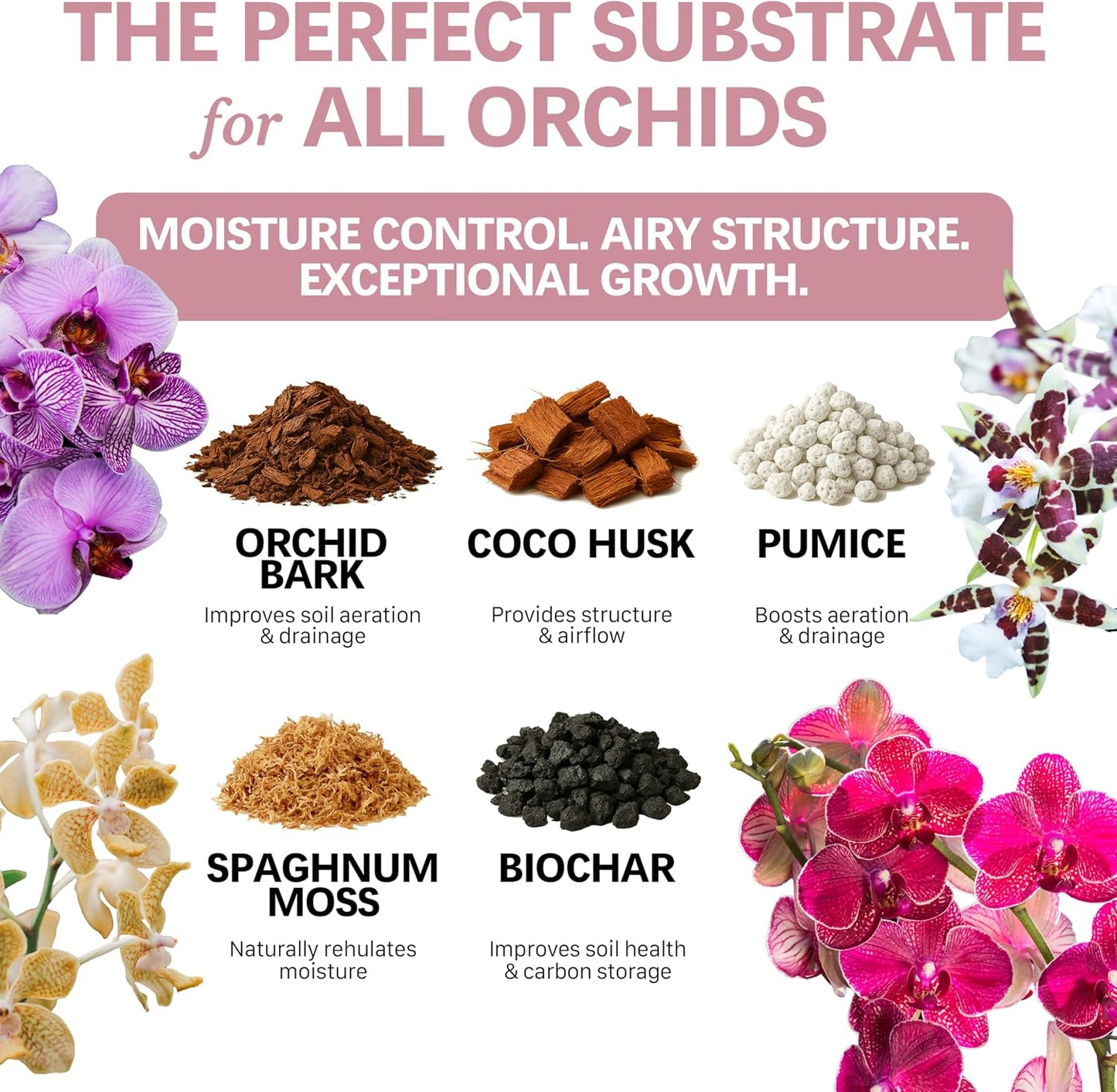 Tierra para orquídeas mezcla premium drenaje rápido pH equilibrado