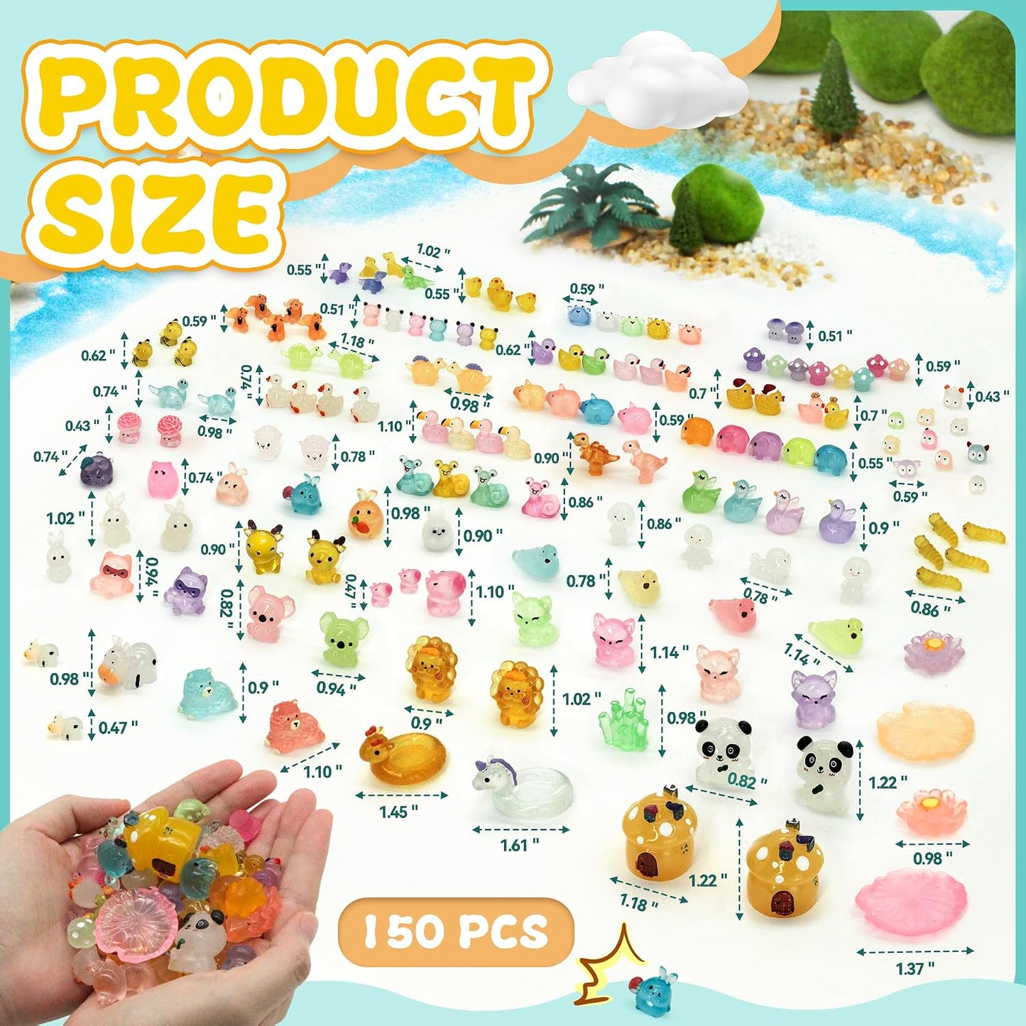 Juego 150 figuras resina luminosas 48 tipos