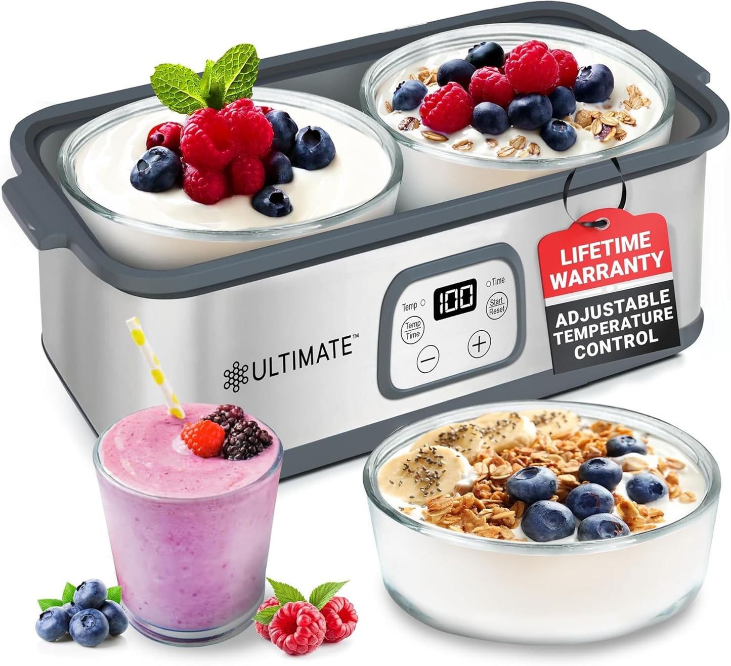 Yogurt probiótico con control de tiempo y temperatura 2x1qt