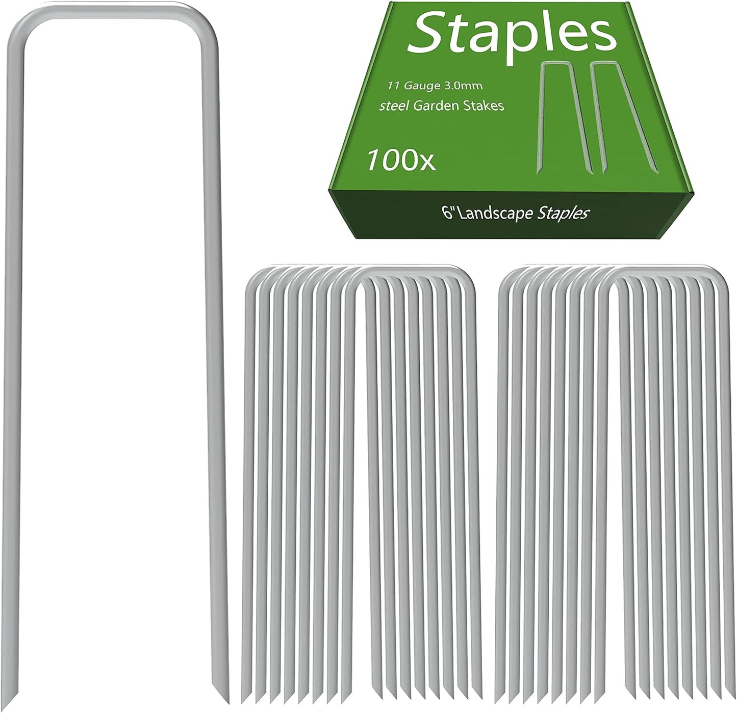 100 Grapas Jardín 6pulg U Galvanizadas Estacas Valla