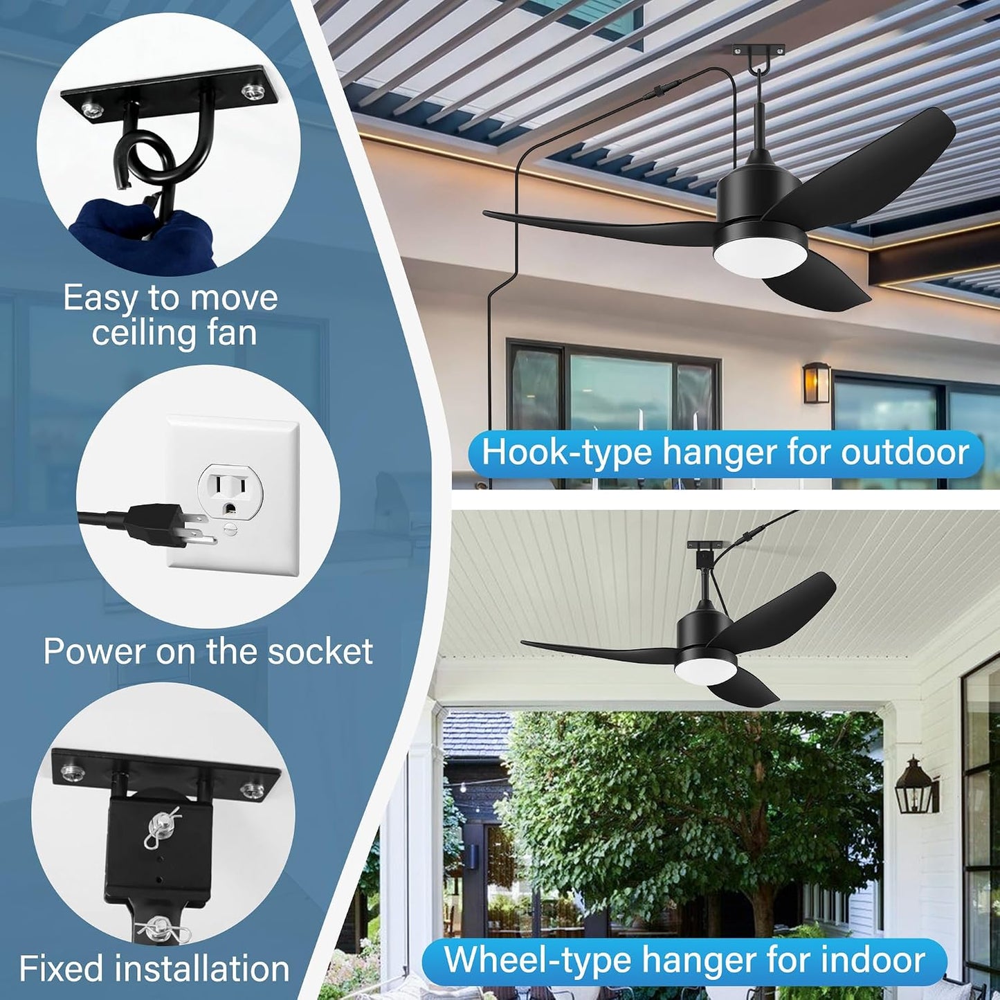 Ventilador techo impermeable 42pulg IP65 luces control app