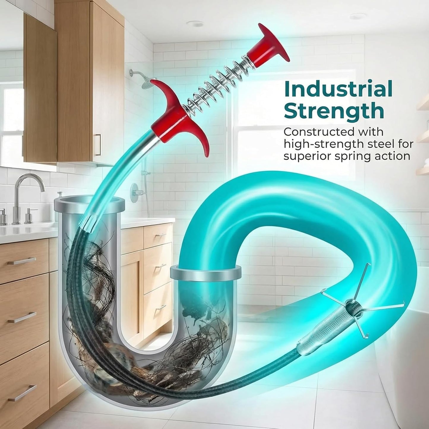 Herramienta flexible para desatascar drenajes 79pulg
