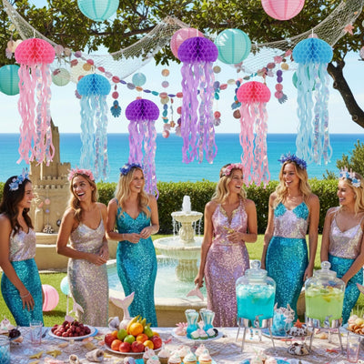 12 Decoraciones Colgantes Medusas Sirena Bajo el Mar Rosa