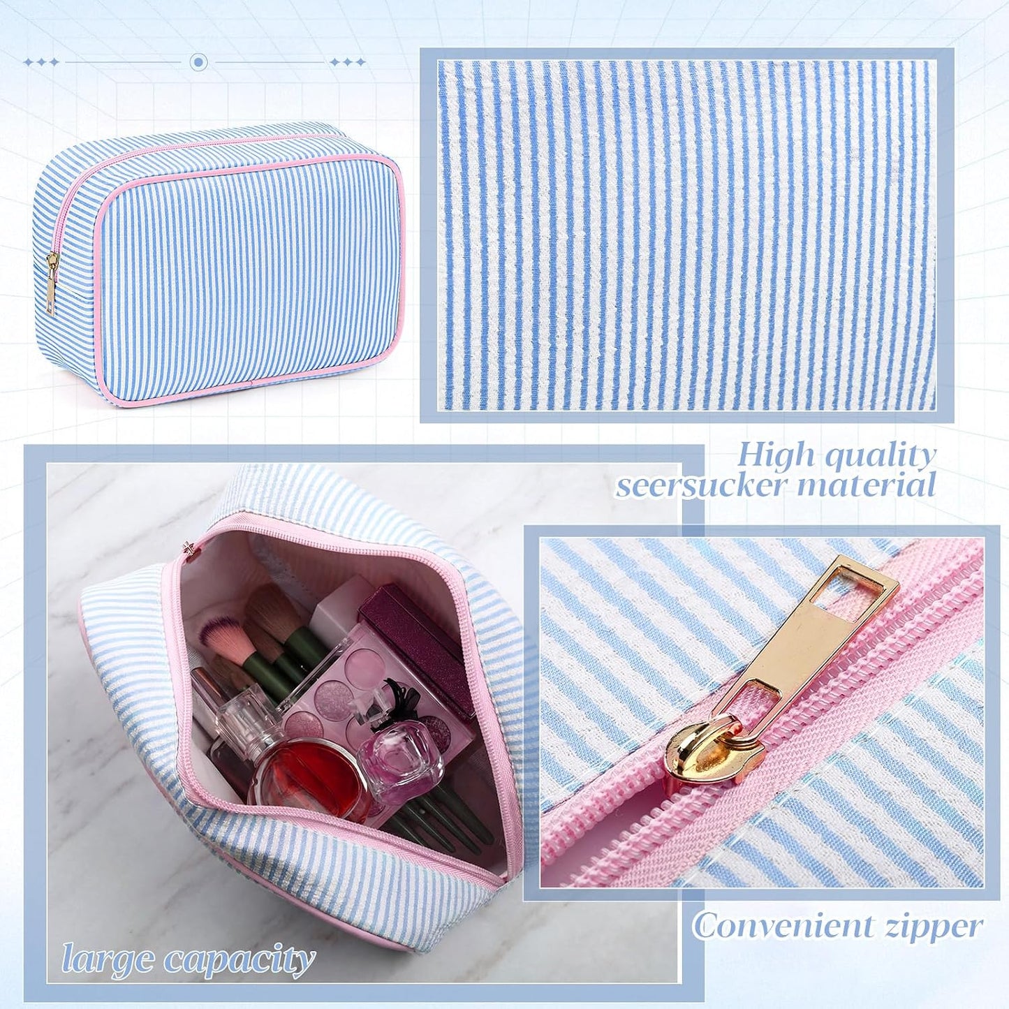 Bolsa maquillaje sirsaca a rayas para mujer viaje boda