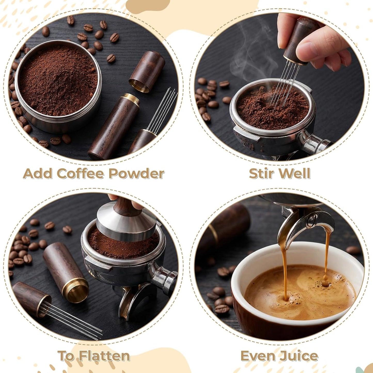 3 Pzas Espátula Café con Mango Madera para Cafetería