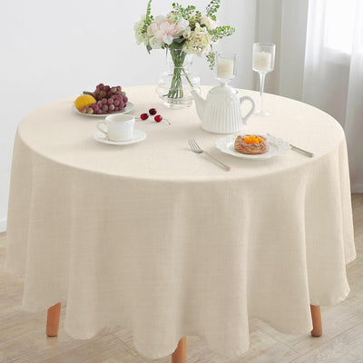Mantel redondo lino 90pulg beige arena lavable comedor