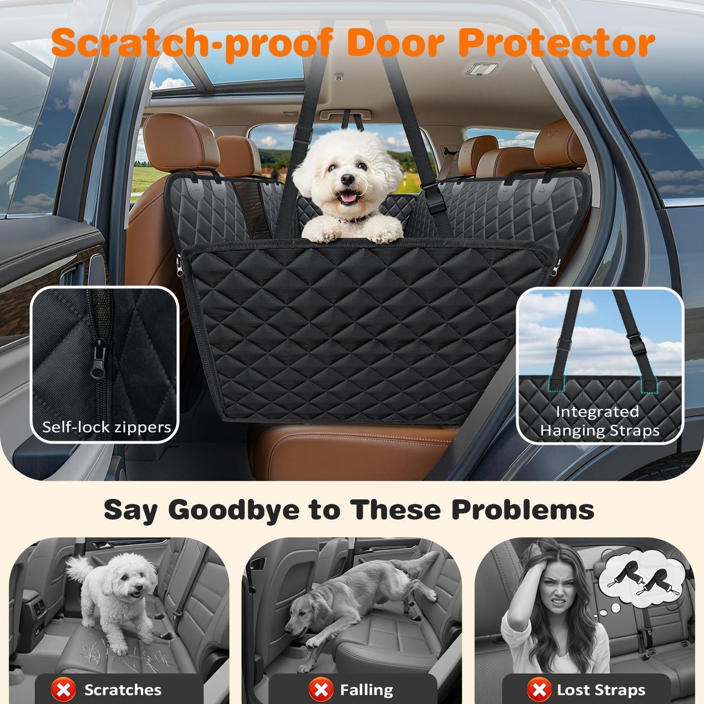 Funda asiento auto 4en1 hamaca perro impermeable