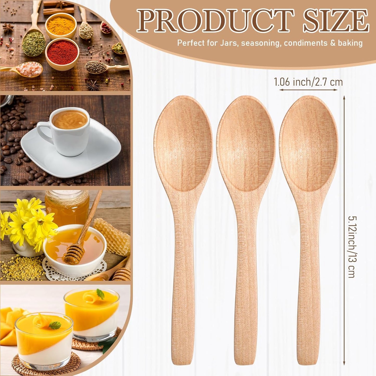 30 cucharas pequeñas de madera para condimentos y cocina