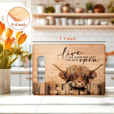 Tabla de cortar de bambú para cocina regalo para amantes de vacas