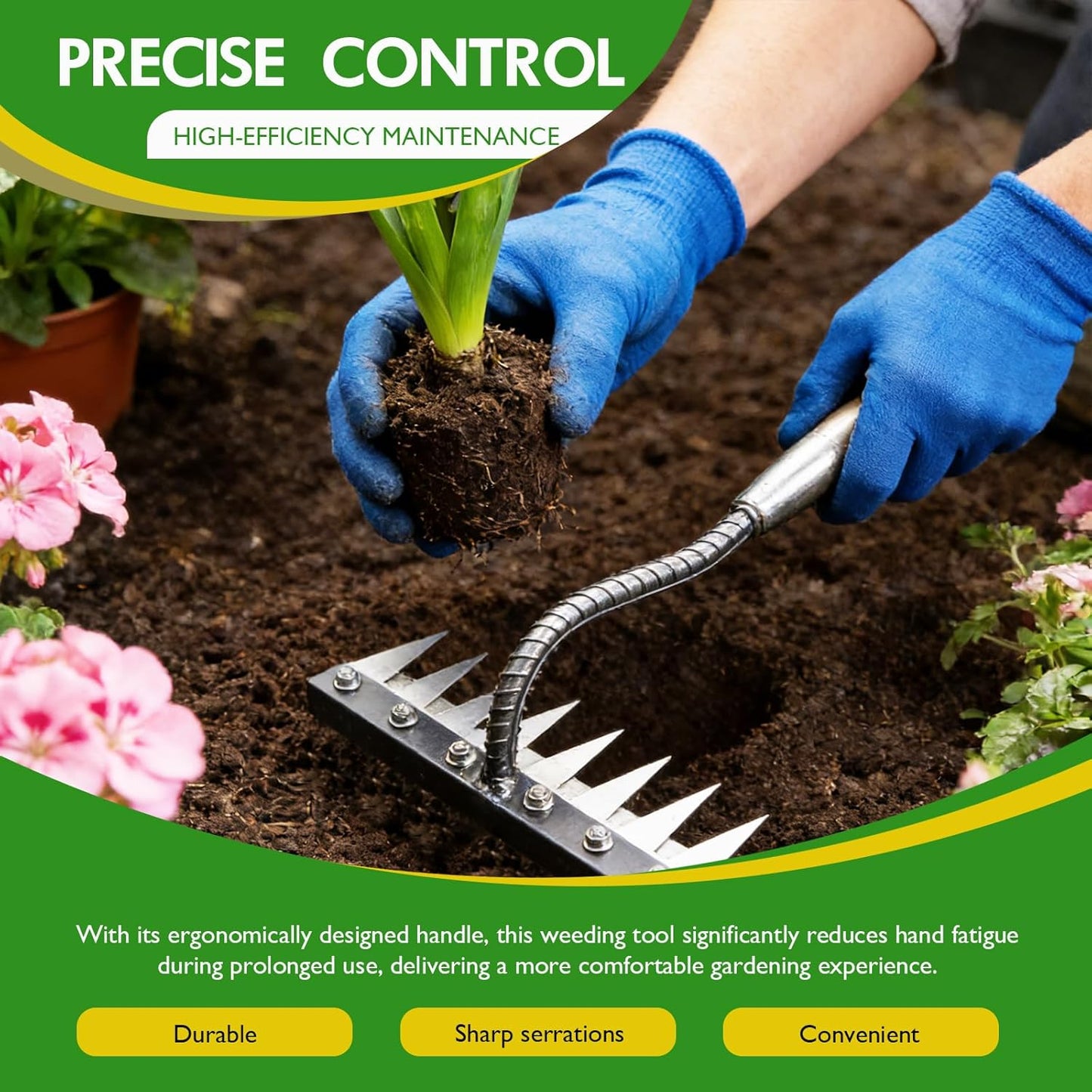 Rastrillo Hierro 8 Dientes Acero Carbono Jardinería