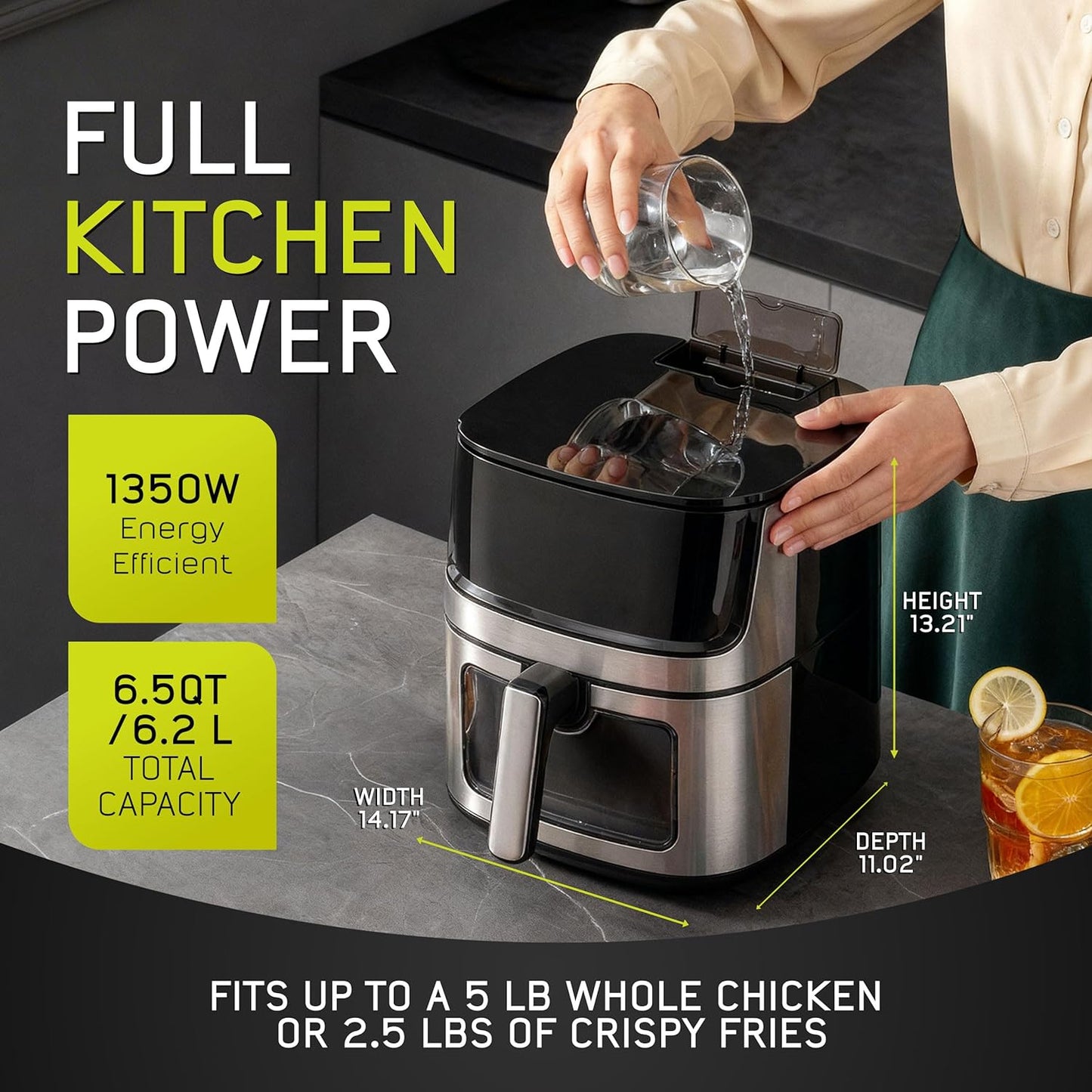 Freidora Aire Inox 6.2L Digital Capacidad Grande