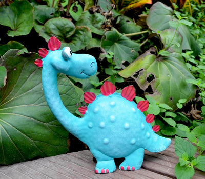 Estatua dinosaurio metal pintado a mano para jardín y estante