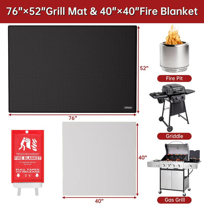 Tapete parrilla 76x52pulg manta fuego 40x40pulg ignífuga doble cara