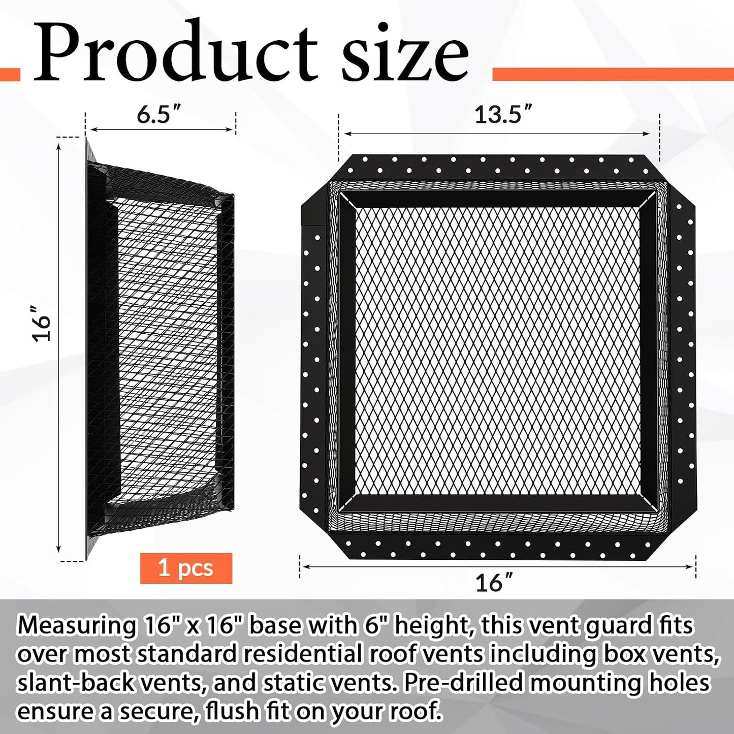 Protector ventilación acero inox 16x16x6pulg exterior
