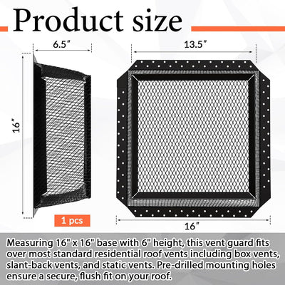 Protector ventilación acero inox 16x16x6pulg exterior