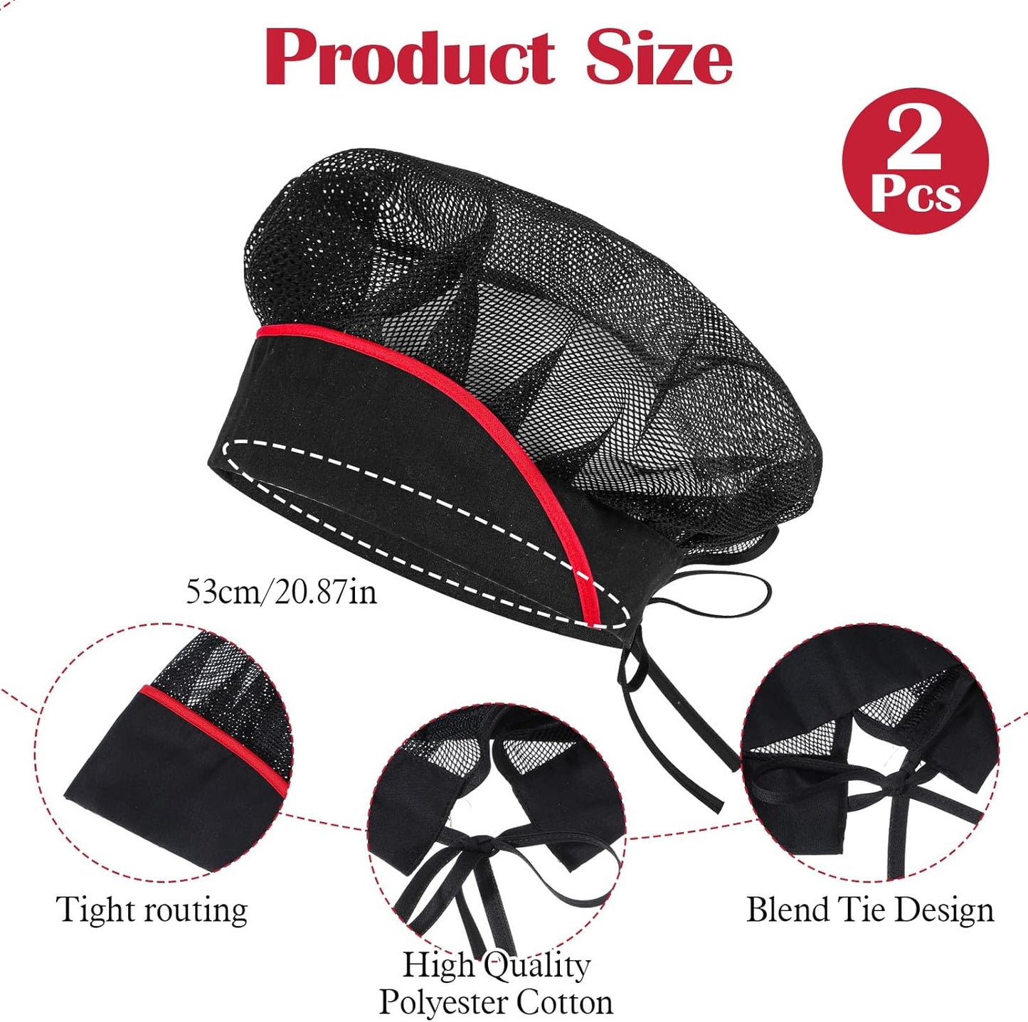 2 Pzas Cubiertas Pelo Cocina Redes Reutilizables Negro