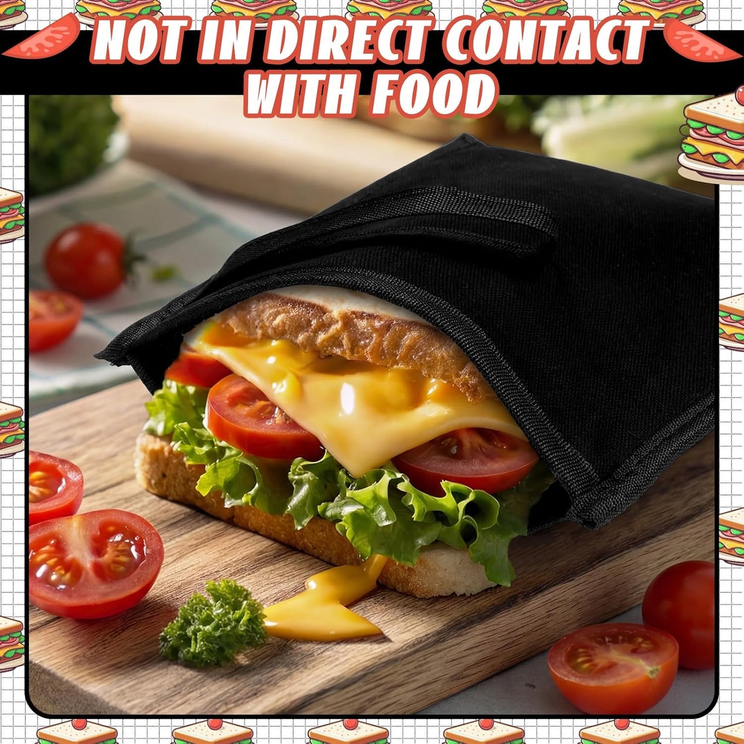 Juego de 4 bolsas aisladas para sándwich reutilizables