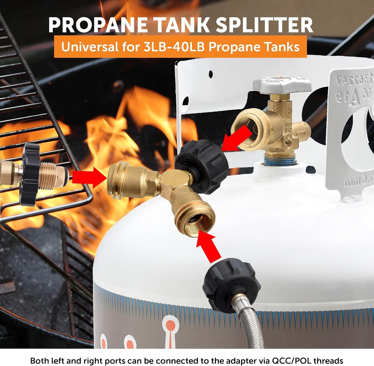 Adaptador divisor Y para tanque propano 20lb válvulas gas LP