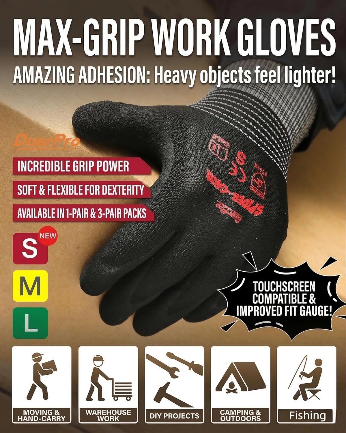 Guantes trabajo recubiertos para smartphone y construccion