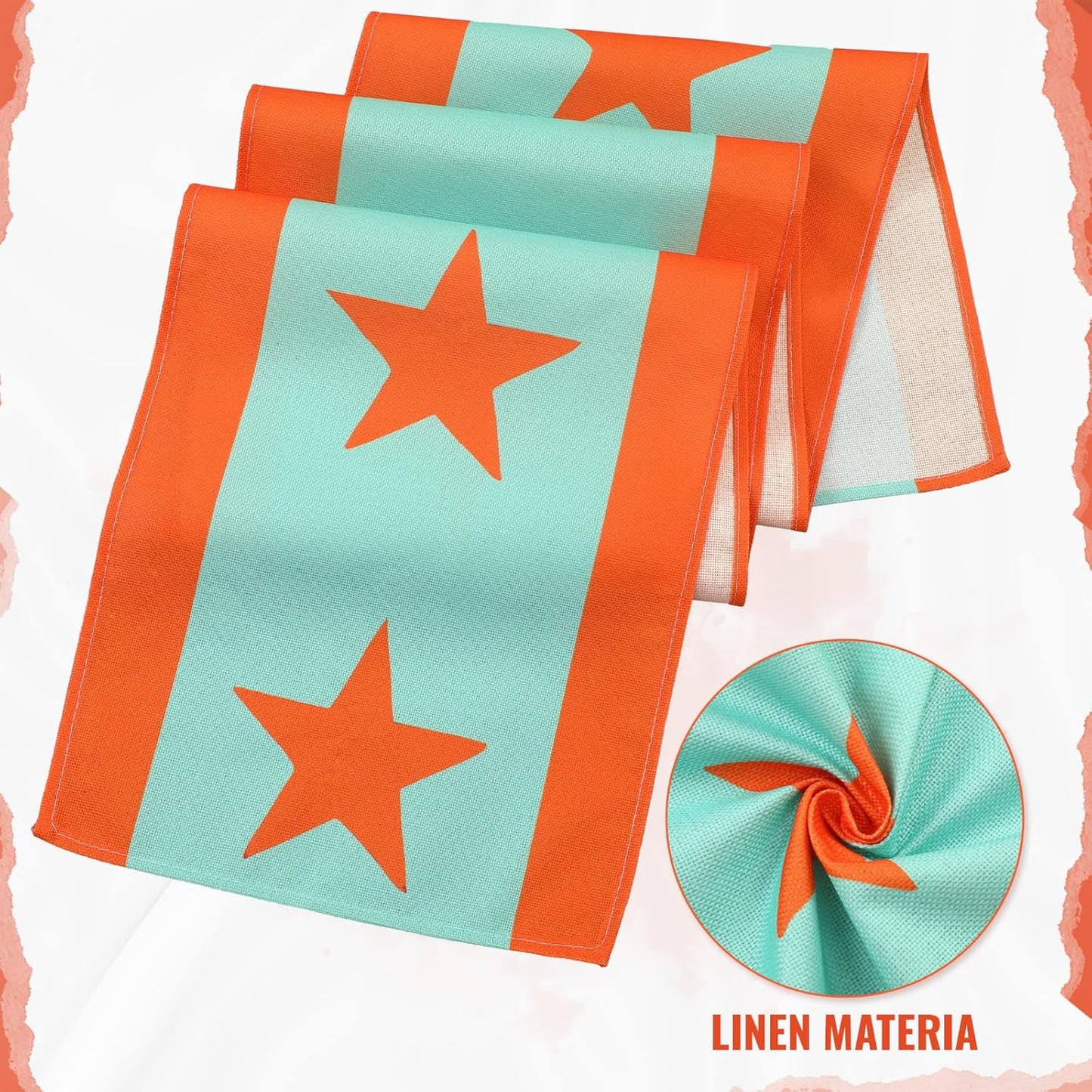 Decoración de fiesta de niña naranja y verde camino de mesa retro