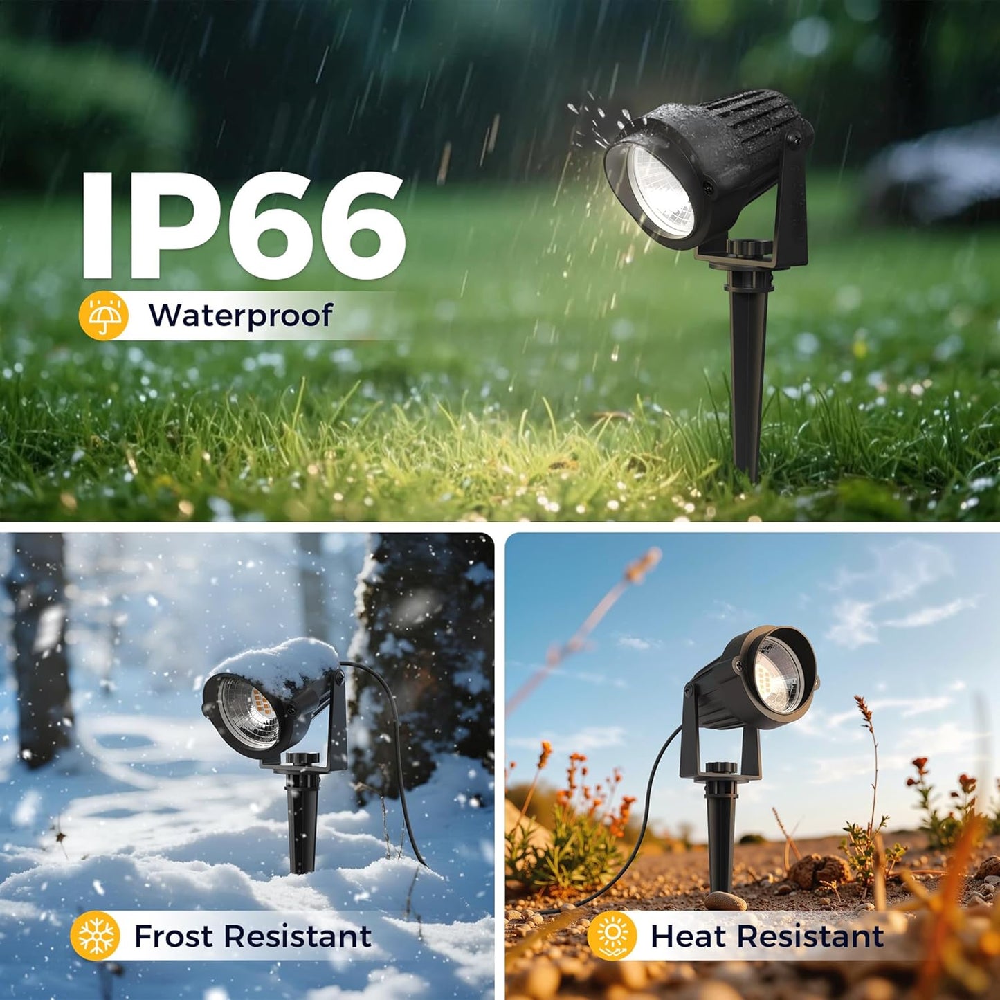 Iluminación exterior 5W 6000K automática IP66 para patio y jardín