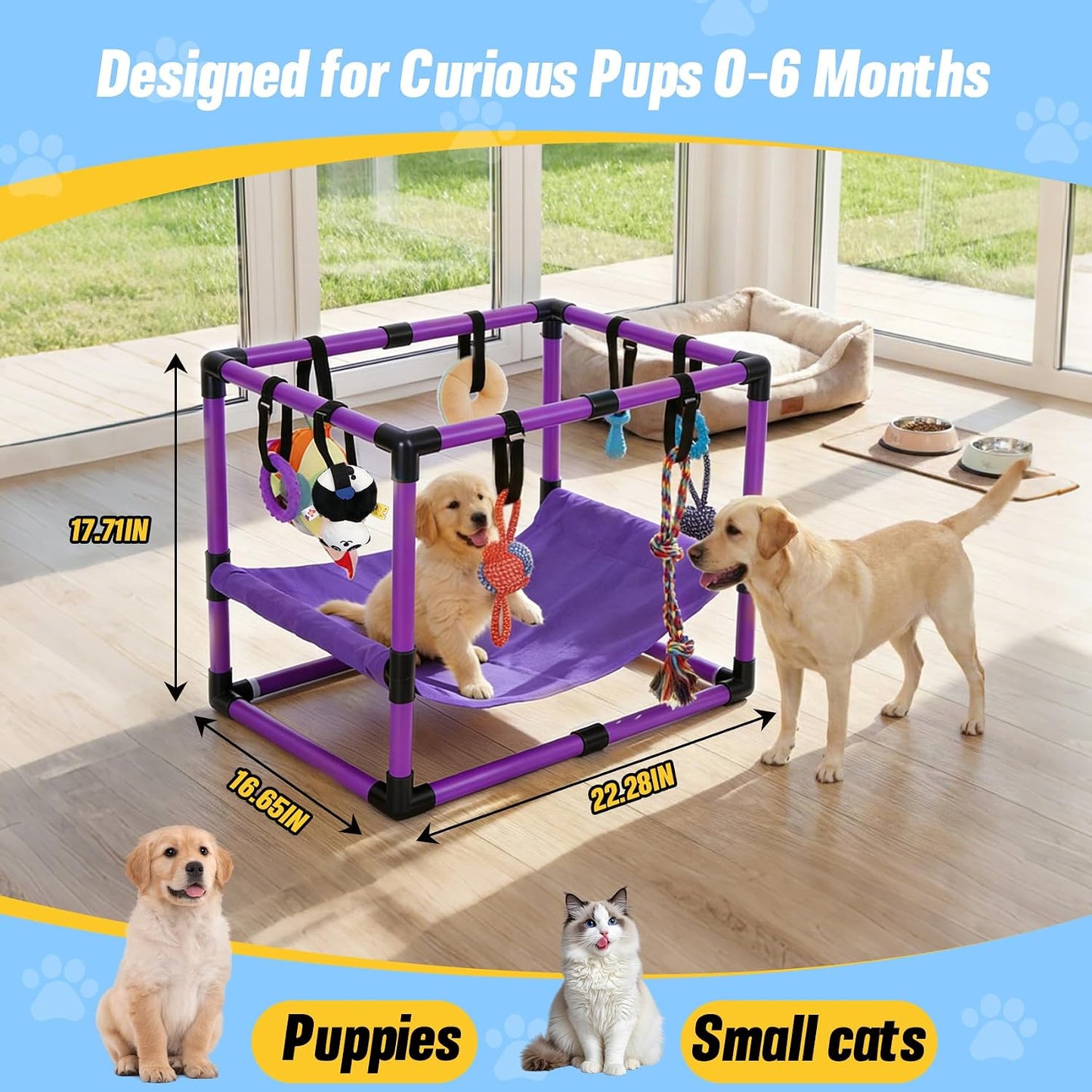 Gimnasio perros con 8 juguetes colgantes hamaca PVC