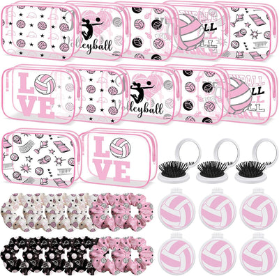 36 Pzas Regalos Niña Voleibol Rosa Bolsas Maquillaje Coleteros Cepillos