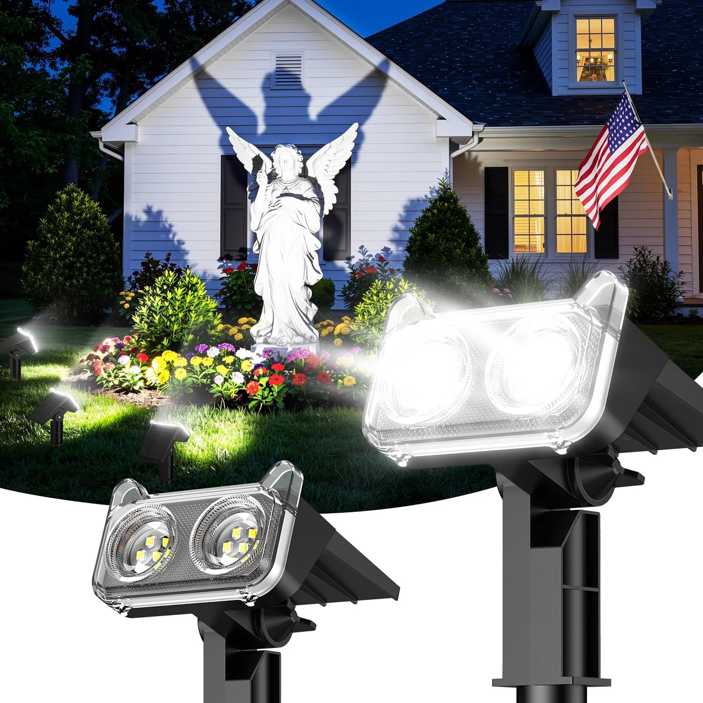 Luz solar exterior IP65 14 LED 2en1 para jardín garaje 2 Pzas