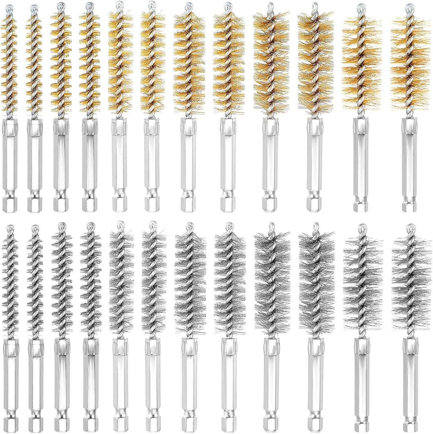 Set 24 Cepillos Taladro Acero Inox y Latón Mango