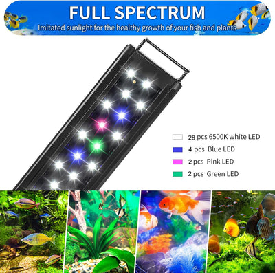 Luz LED acuario espectro completo 16-20pulg agua dulce