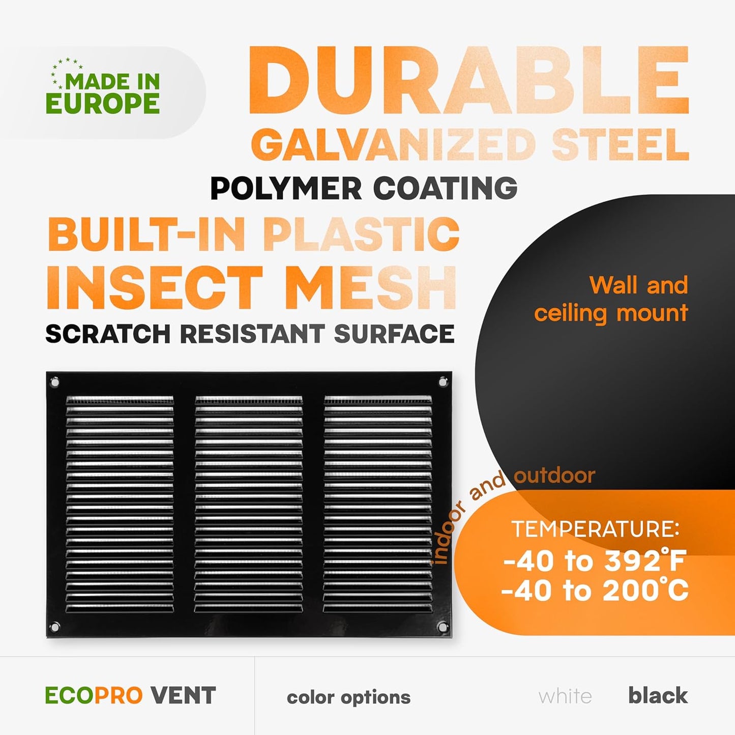 Cubierta ventilación acero galvanizado negro 12x8pulg