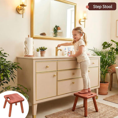 Taburete pequeño de madera 9pulg antideslizante para plantas y baño