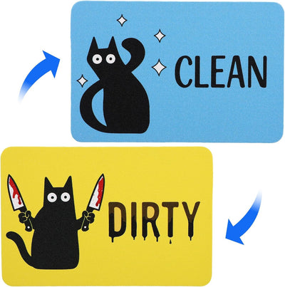 2 imanes cuadrados para lavavajillas Black Cat Clean Dirty