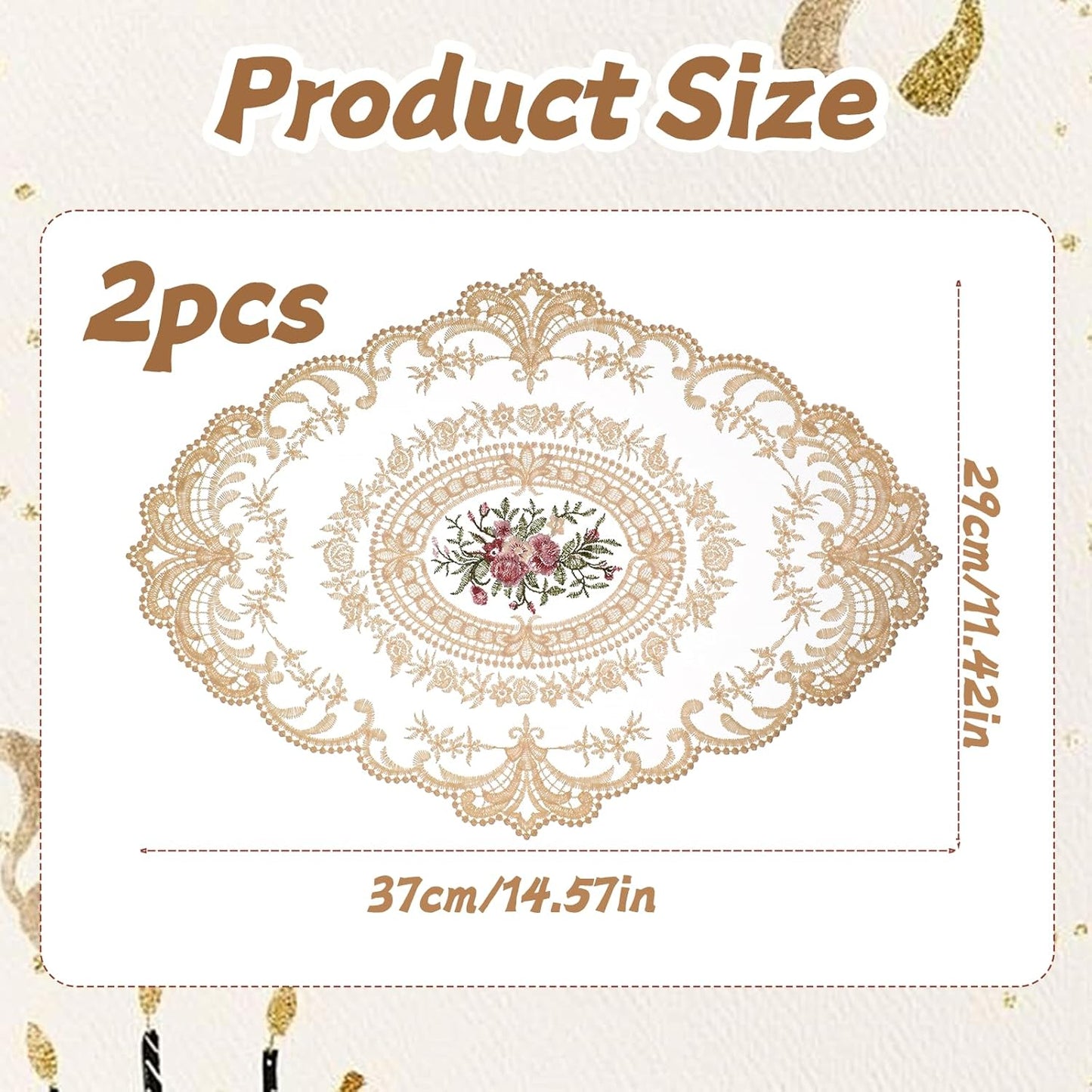 2 Manteles Encaje Retro Beige para Mesa Hogar Boda