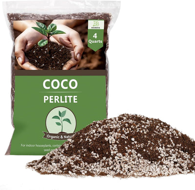 Mezcla perlita coco fibra retiene humedad drenaje aireación 4qt
