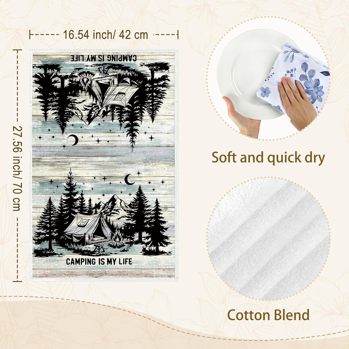 Set 2 Toallas cocina algodón absorbentes para camping