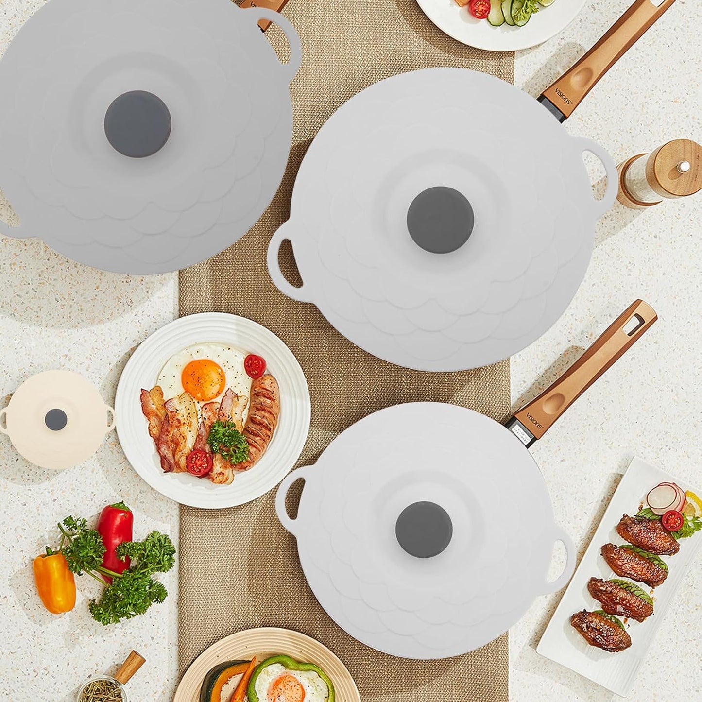 Paquete de 5 tapas de silicona reutilizables para tazones y cuencos