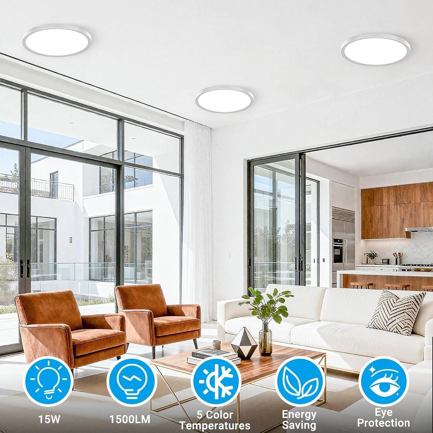 2 Luces LED Techo 7" 15W 5 Temp Color