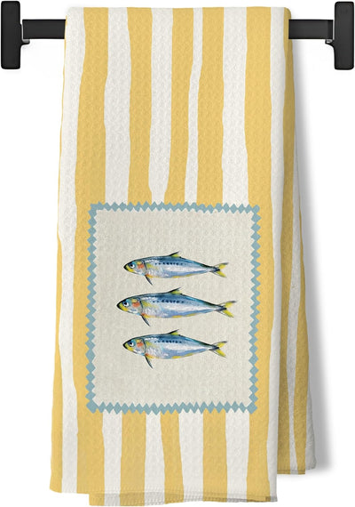 Toallas de cocina con diseño de peces náuticos, 16 x 24 pulgadas