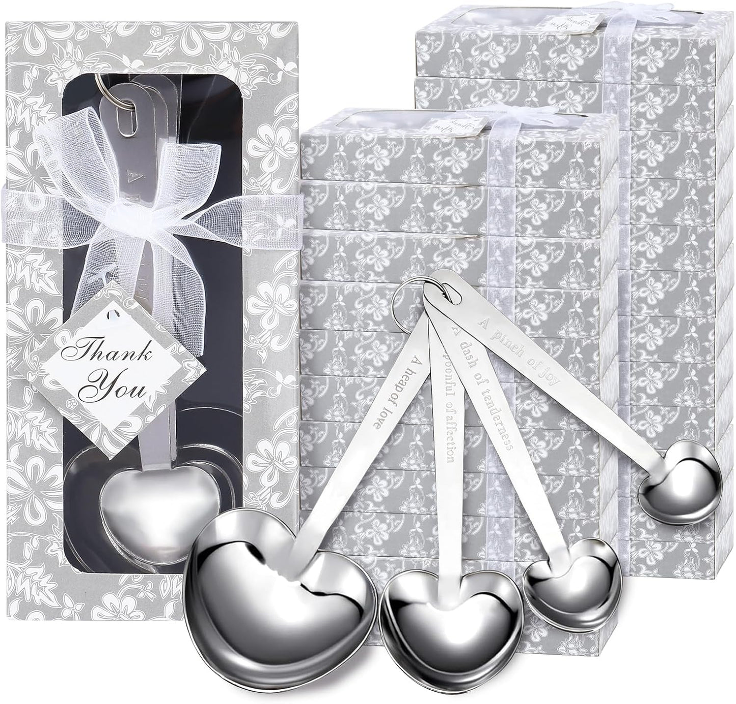 Set 50 Cucharas Medidoras Acero Inox Corazón Regalo Boda